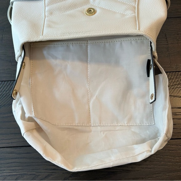 Nanette Lepore Faux Leather Quilted Small Backpack Purse Cream Travel School - Picture 11 of 12